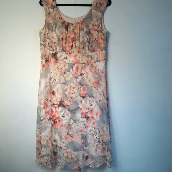 Signature ELLA Floral Dress Women's 14W EUC Chiffon Flowy Lined Special Occasion - Picture 7 of 12